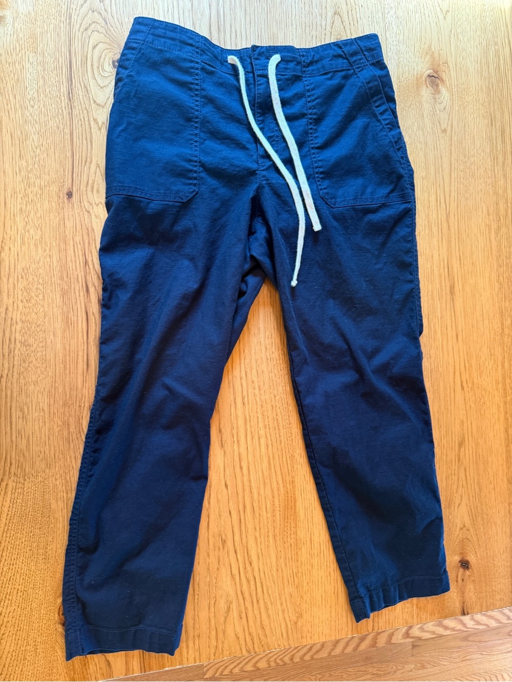 Loft Drawstring Cropped Pants. Navy Blue, Size 8